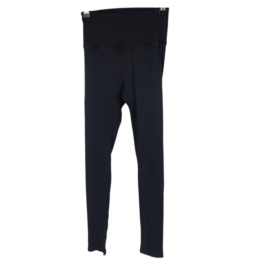 Carbon38 Black Ribbed High Rise Pull On Stretch 7/8 Leggings Size Small